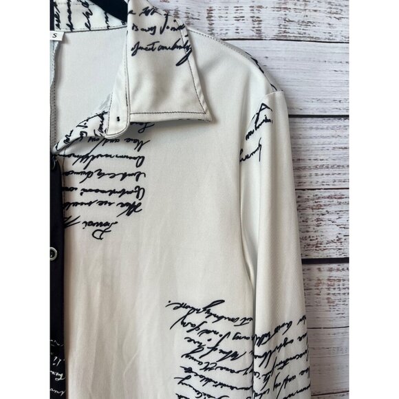 BLOUSE LONG SLEEVE BUTTON DOWN STATEMENT DRESS BLOUSE - Picture 4 of 12